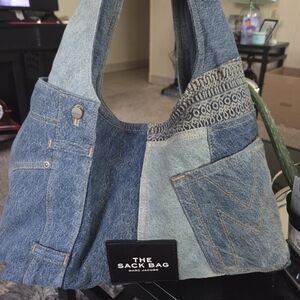 Blue Denim Patchwork Hobo Bag